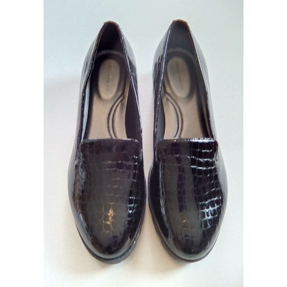 Easy Spirit Loafers Black Croc Embossed Slip On Comfort Shoes Size 6.5M - Picture 1 of 5